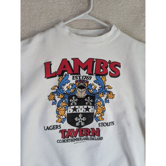 Vintage Lambs Tavern Sweatshirt Mens Large White Heavyweight USA Made READ - Picture 12 of 16
